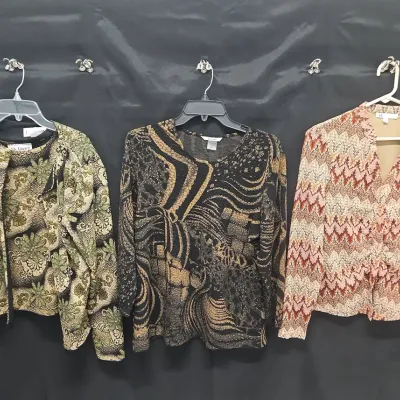 3 Womens Long Sleeve Formal Dress Tops S M