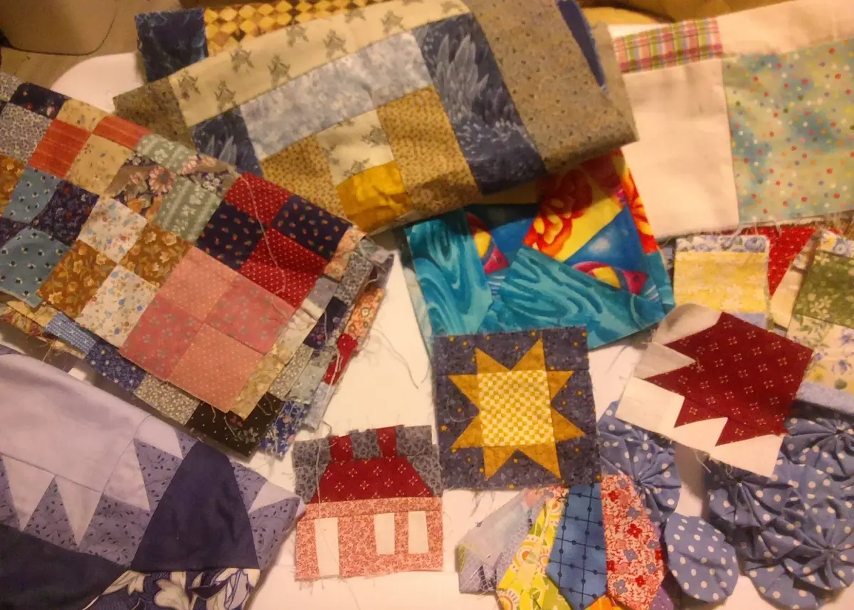 Pre -quilted Fabric Pieces - Blue #1