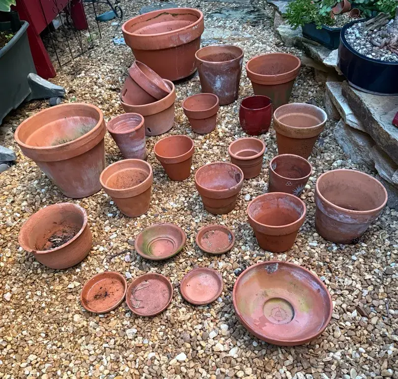 Large Terracotta Clay Pot Collection – 20+ Pots, Orchid Pots & Beautiful Aged Patina