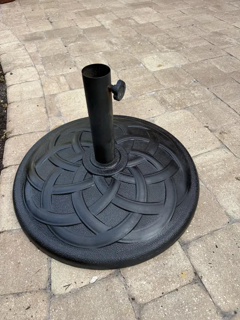 Heavy-Duty Decorative Patio Umbrella Base Stand – Black