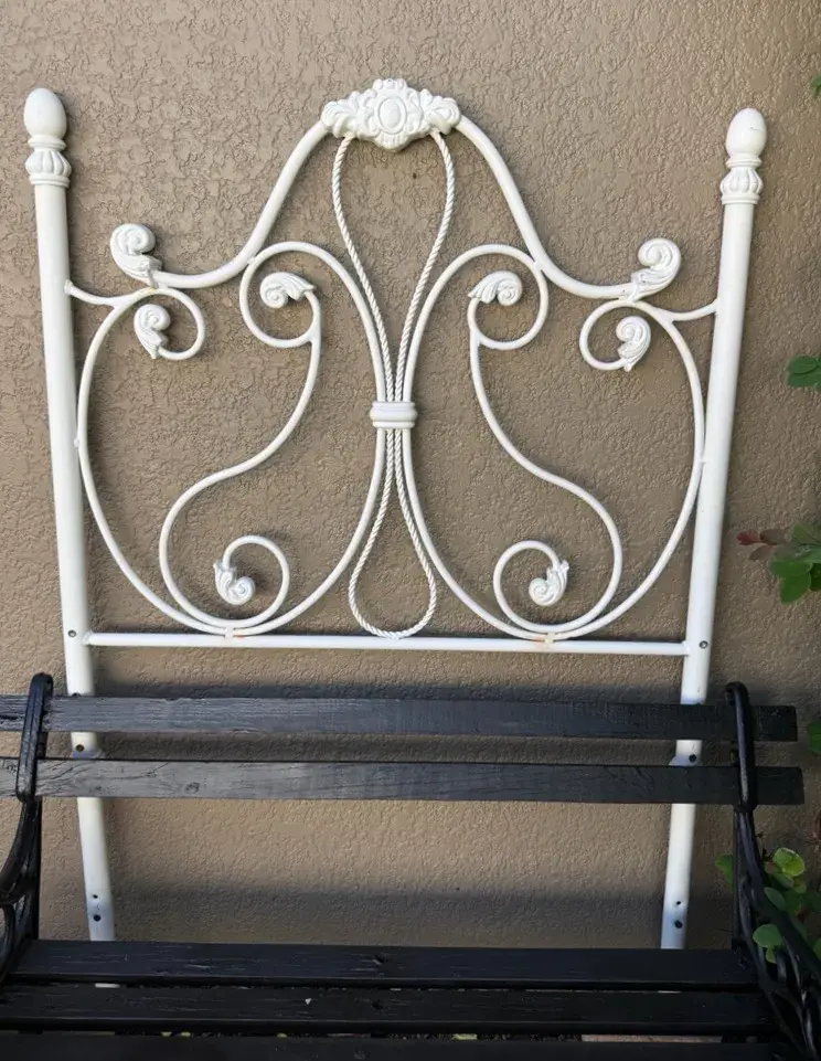 Vintage White Iron Headboard (Single)