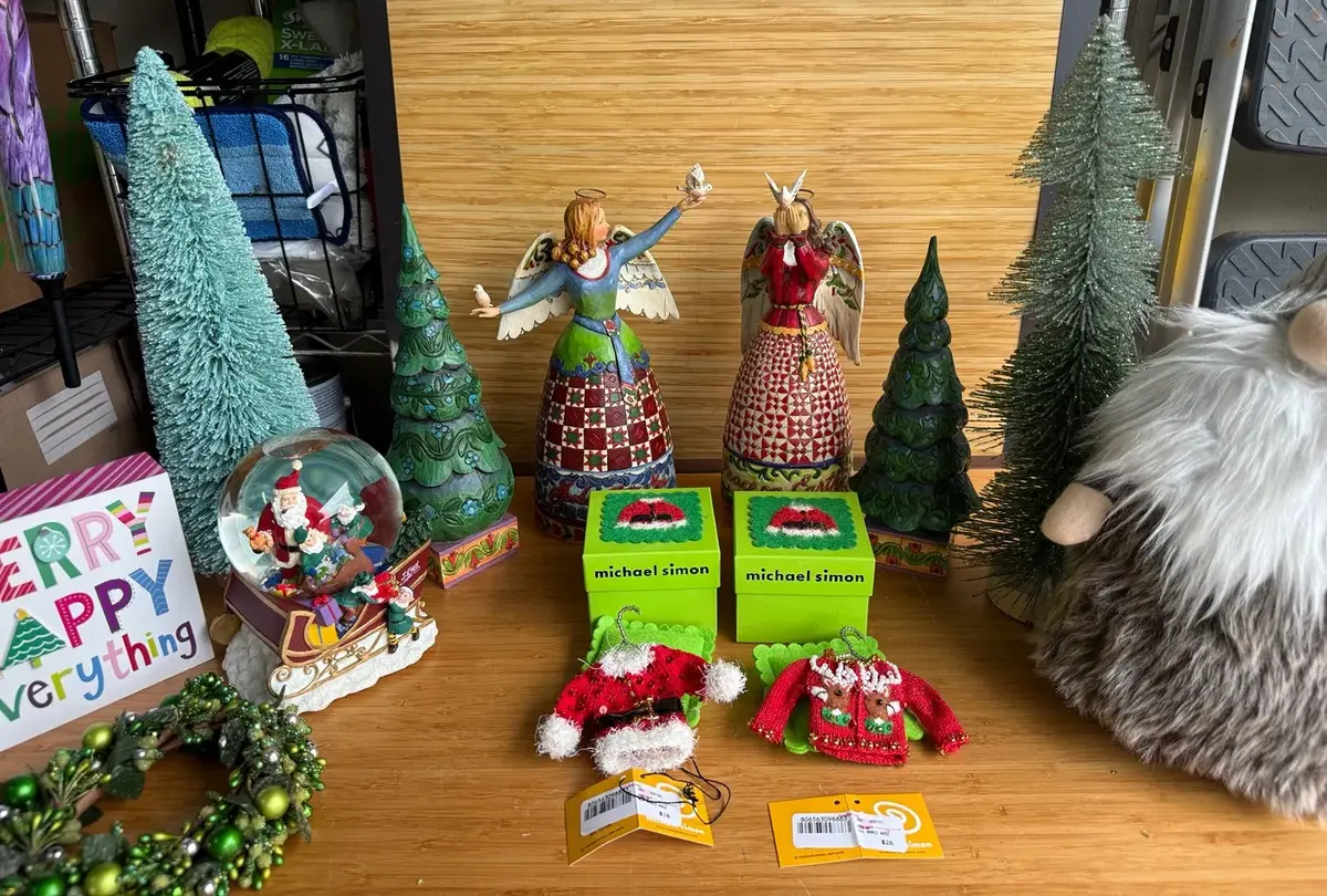 Jim Shore Christmas Angels & Trees + Michael Simon HandStitched Sweater Ornaments Holiday Collection
