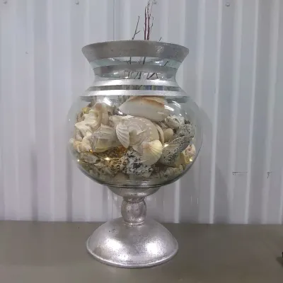 Silver Rimmed Jar Of Florida Shells
