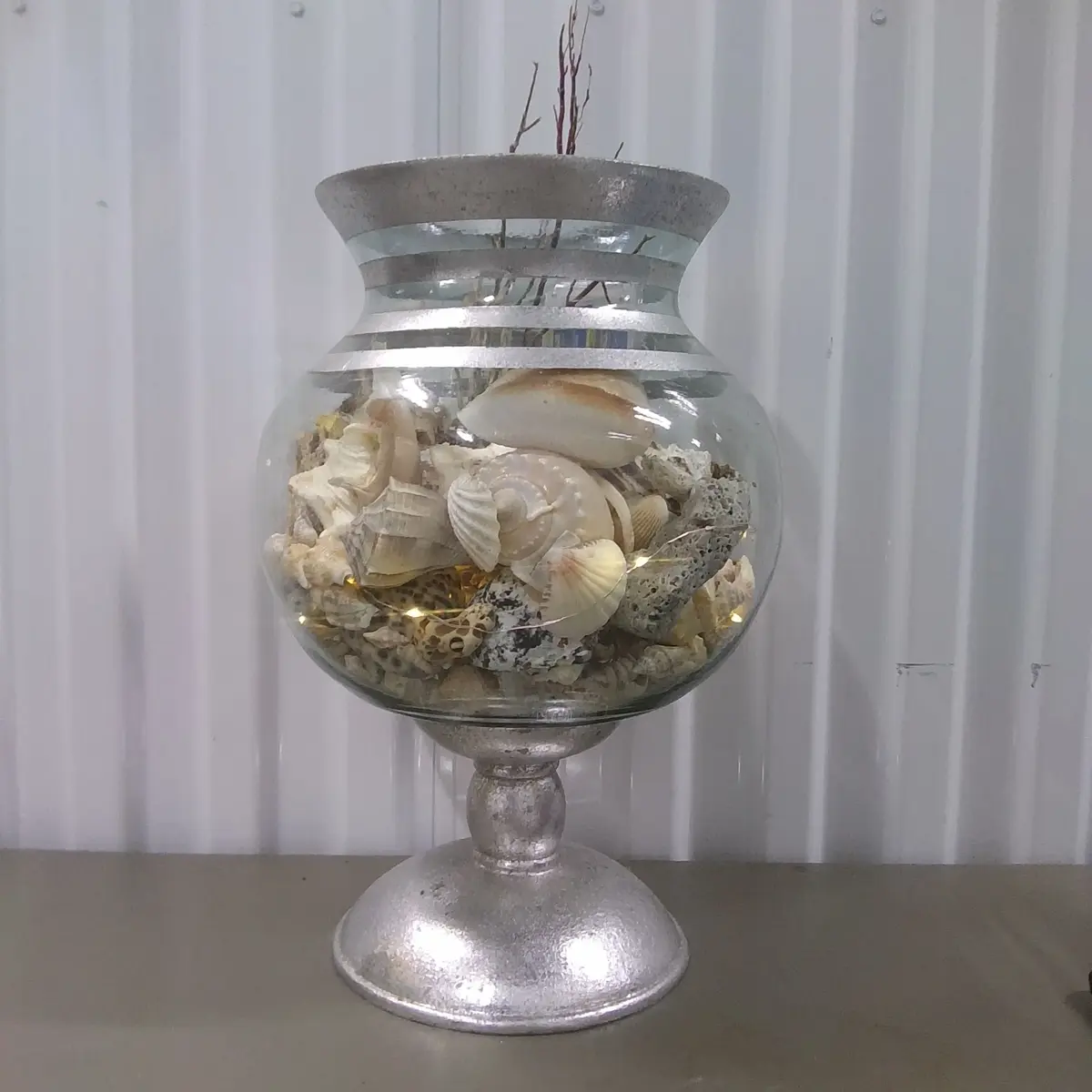 Silver Rimmed Jar Of Florida Shells