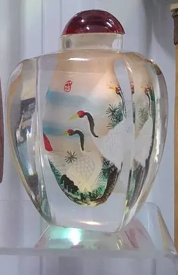 Chinese Reverse Painted Snuff Bottle with Lid