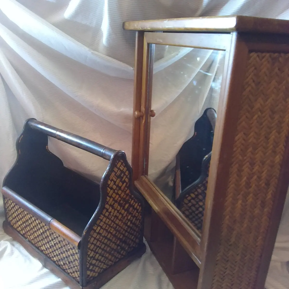 Woven Rattan Rack & Cabinet