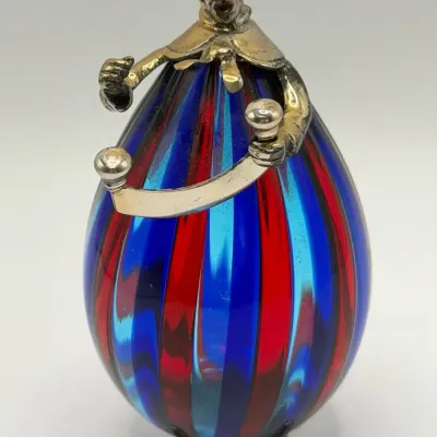 Vittorio Angini Signed Italian Murano Glass & Silver Clown Figurine Art Sculpture 925 Sterling
