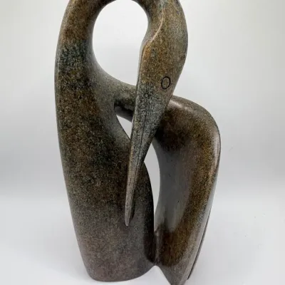 "Graceful Crane" Shona Stone Sculpture