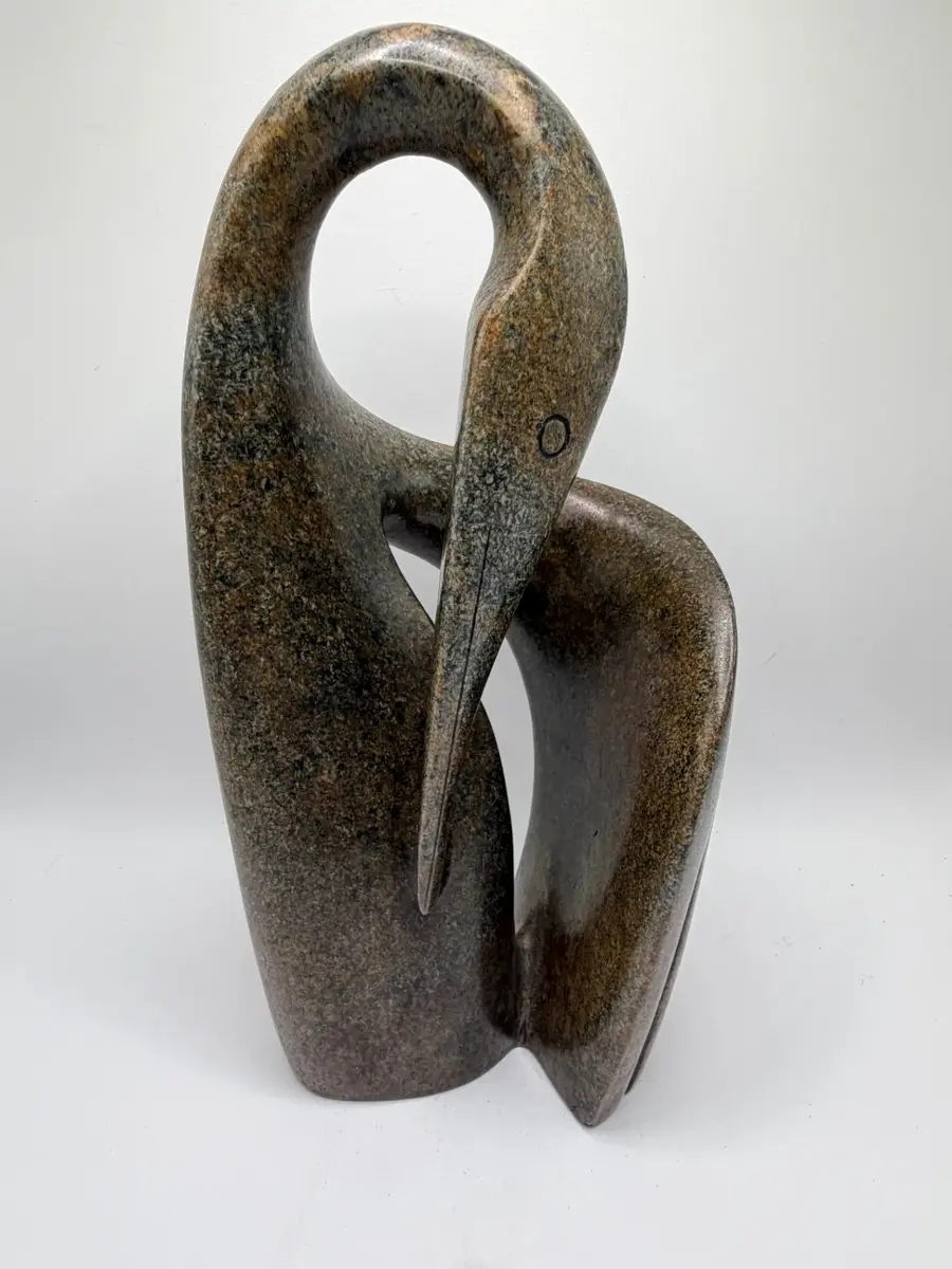 "Graceful Crane" Shona Stone Sculpture