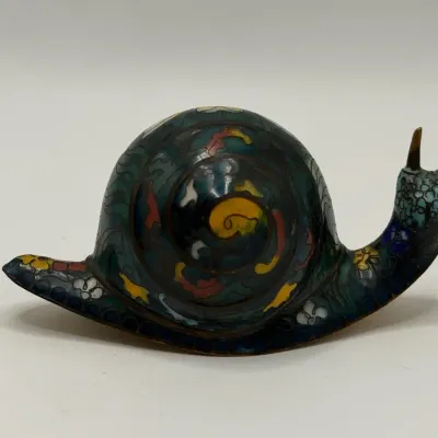 Vintage Chinese Cloisonné Enamel Snail Figurine