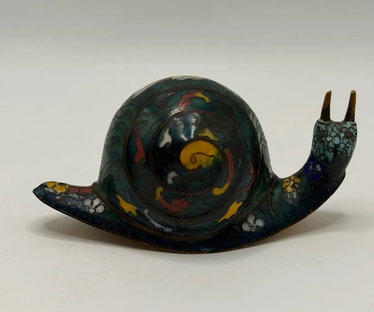 Vintage Chinese Cloisonné Enamel Snail Figurine