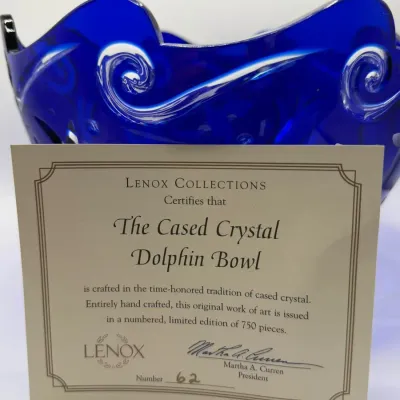 Rare Lenox Limited Edition Cased Crystal Dolphin Bowl #62/750 COA Germany