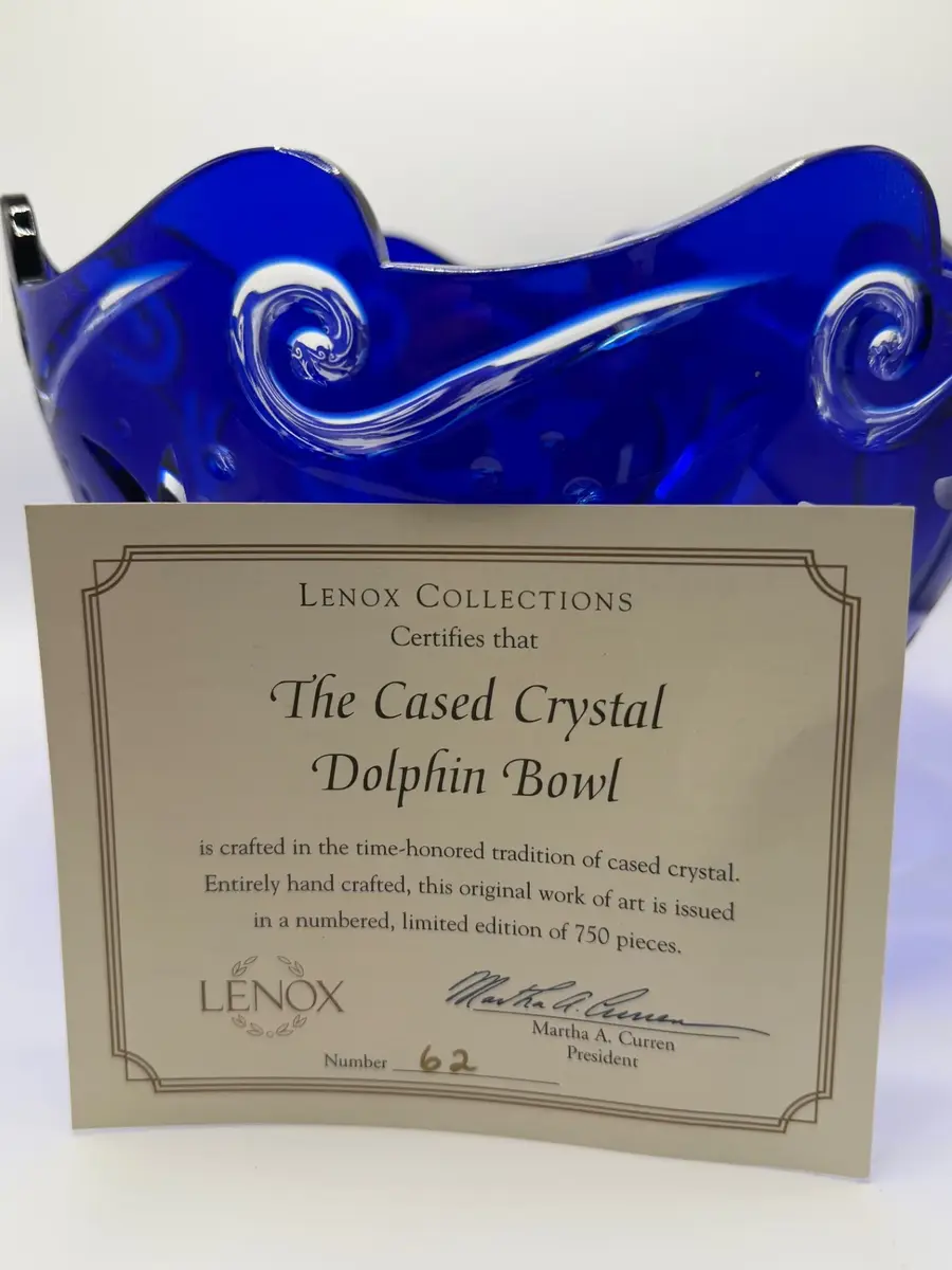 Rare Lenox Limited Edition Cased Crystal Dolphin Bowl #62/750 COA Germany