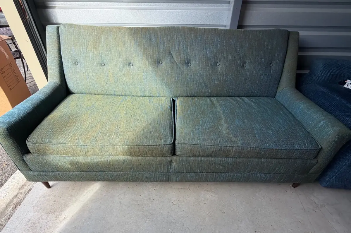 Classic vintage Kroehler Mid-Century Modern pullout sofa bed - MCM Loveseat on Tapered Legs