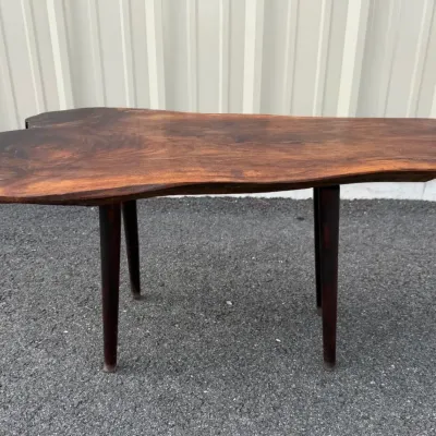 Showstopper #2 --- Mid-century modern live-edge wooden end table crafted by Roy Sheldon
