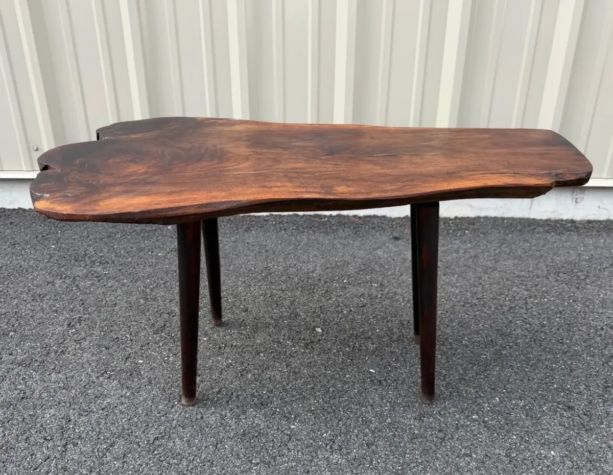 Showstopper #2 --- Mid-century modern live-edge wooden end table crafted by Roy Sheldon