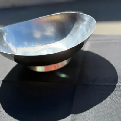 Mid-century modernist polished metal or asymmetrical bowl 18/8 stainless steel