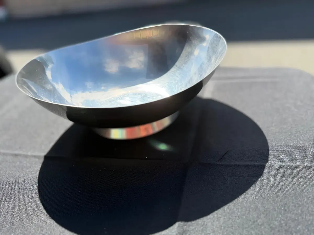 Mid-century modernist polished metal or asymmetrical bowl 18/8 stainless steel