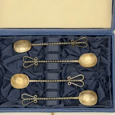 Mid-Century ORNO Warsaw Solid Silver 800 Spoons, Original Presentation Box PRL