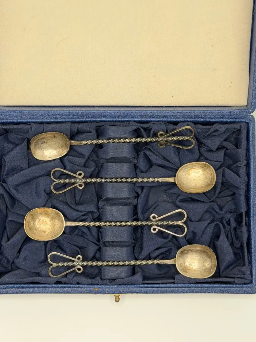Mid-Century ORNO Warsaw Solid Silver 800 Spoons, Original Presentation Box PRL