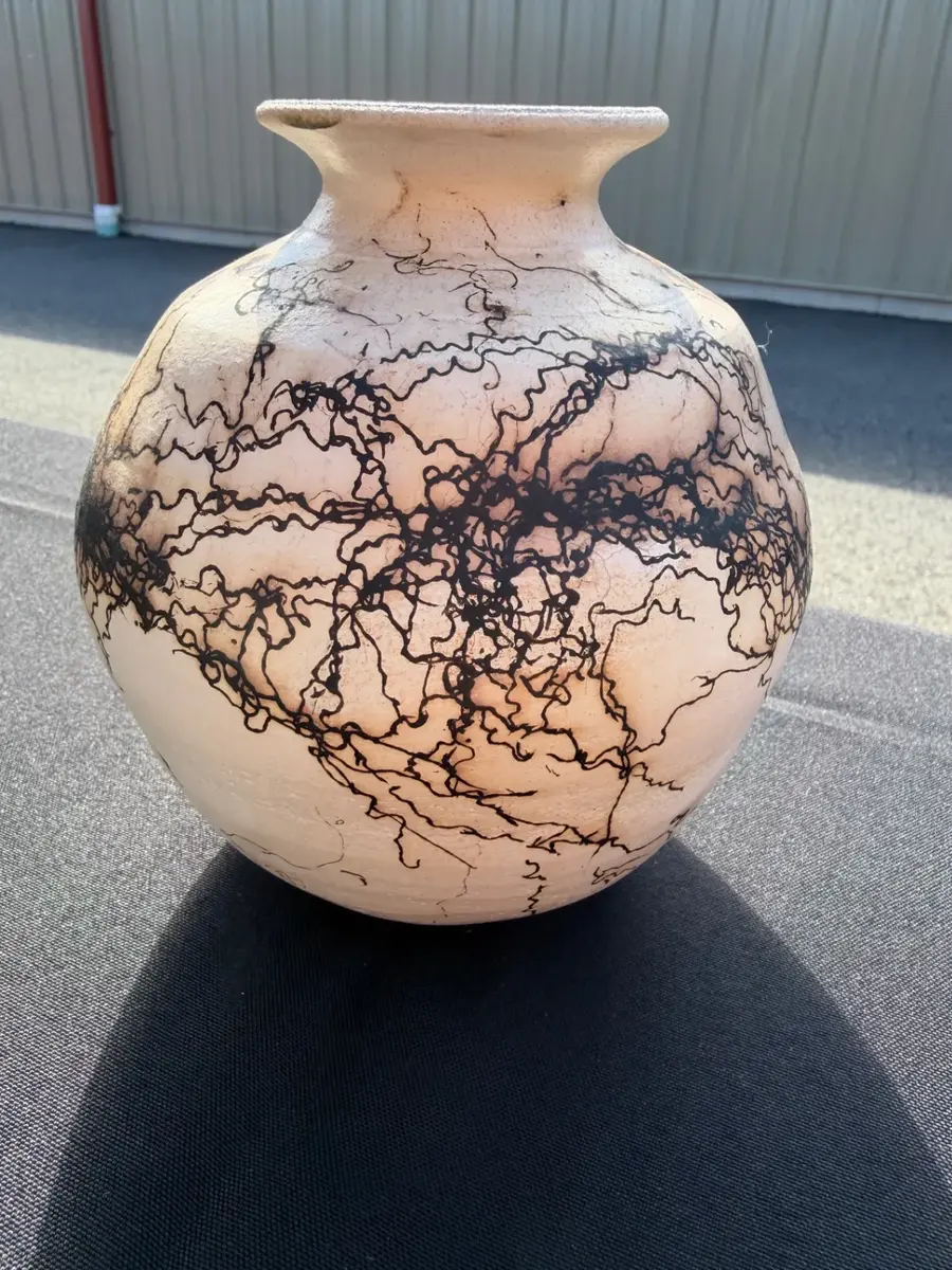Horsehair Raku Pottery Vase