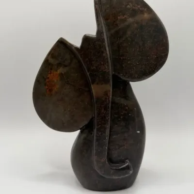 African Shona Stone Carving – Abstract Elephant, Mid-Century Modern Style