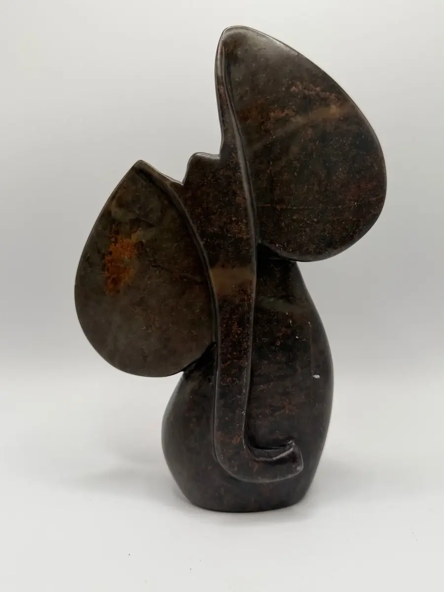 African Shona Stone Carving – Abstract Elephant, Mid-Century Modern Style