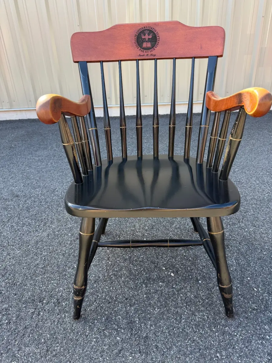 Vintage collegiate Captain's Chair custom-made for Tufts University