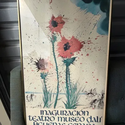 Authentic vintage 1974 exhibition poster featuring Salvador Dalí’s artwork titled "Spring Explosive"