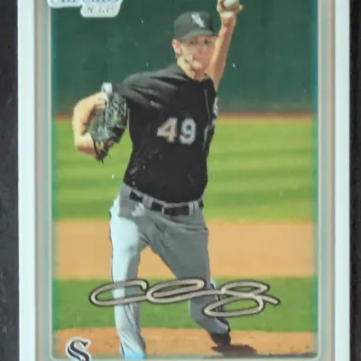 2010 Bowman Chrome Chris Sale rookie card, featuring him in a Chicago White Sox uniform.