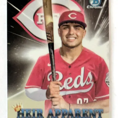 Bowman Chrome "Heir Apparent" baseball card featuring Sal Stewart of the Cincinnati Reds, in excellent condition.