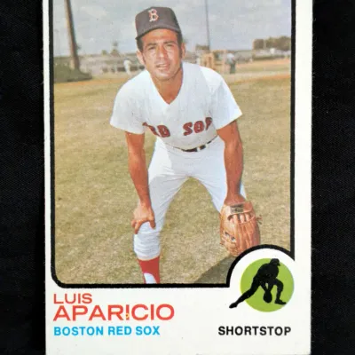 1973 Topps Luis Aparicio baseball card, number 280, featuring him as a shortstop for the Boston Red Sox.