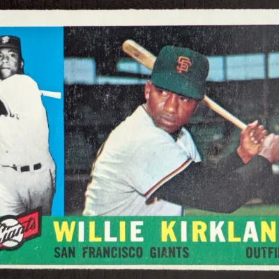 1960 Topps Willie Kirkland baseball card, number 148, featuring him as an outfielder for the San Francisco Giants.