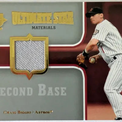 Craig Biggio Houston Astros Ultimate Star Materials baseball card, featuring a game-used jersey relic piece.