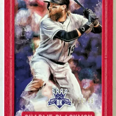 Panini Diamond Kings Charlie Blackmon baseball card, featuring a red border and serial-numbered 20 of 99.