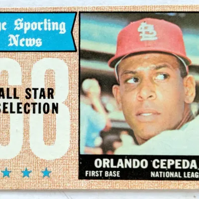 1968 Topps Orlando Cepeda All-Star Selection baseball card, number 374, featuring the St. Louis Cardinals first baseman.