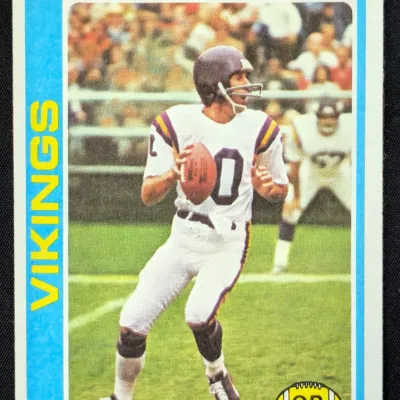 Vintage 1978 Topps Fran Tarkenton #100 football card, featuring the Minnesota Vikings quarterback in action.