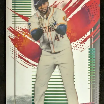 Topps Finest Yordan Alvarez baseball card, featuring the Houston Astros player in his home uniform.