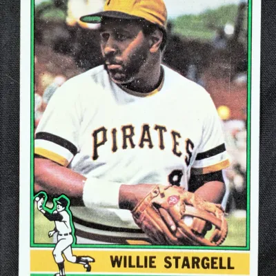 Vintage 1980 Topps Willie Stargell baseball card, number 100, featuring the Pittsburgh Pirates first baseman in good condition.