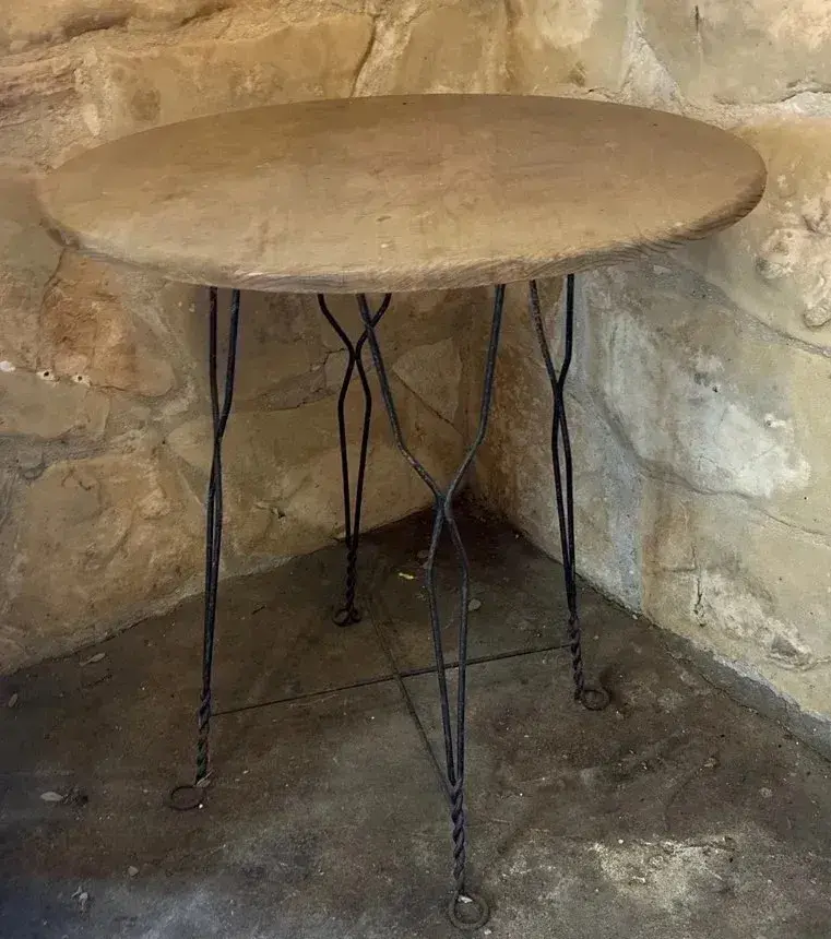 Twisted-iron Wooden Round Top Bistro Table