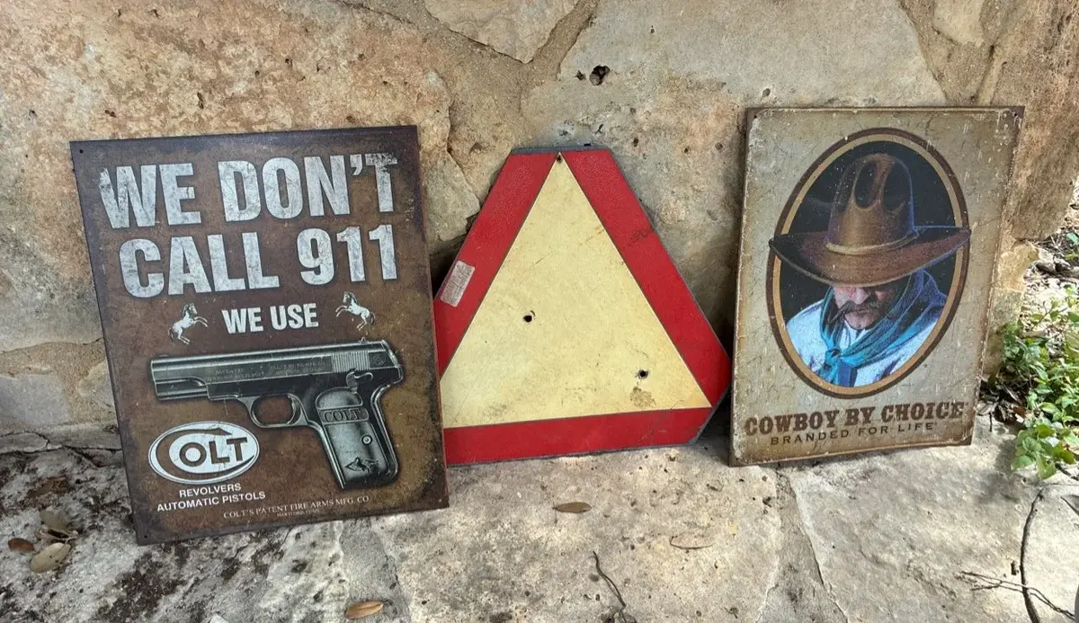 Tin Signs Including Authentic SMV Industries Metal 