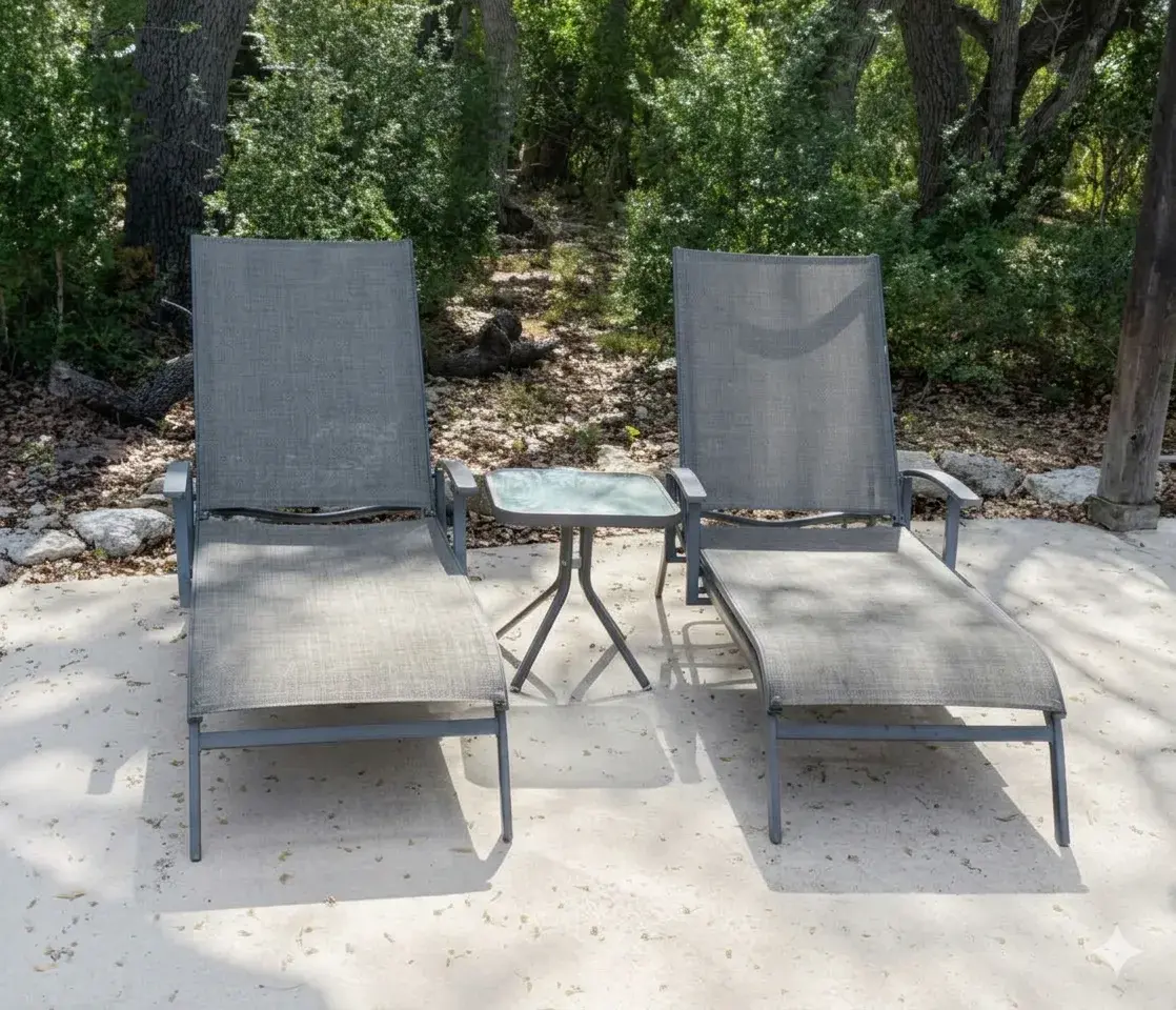 Sunbrella Adjustable Chaise Lounge Chairs & Side Table