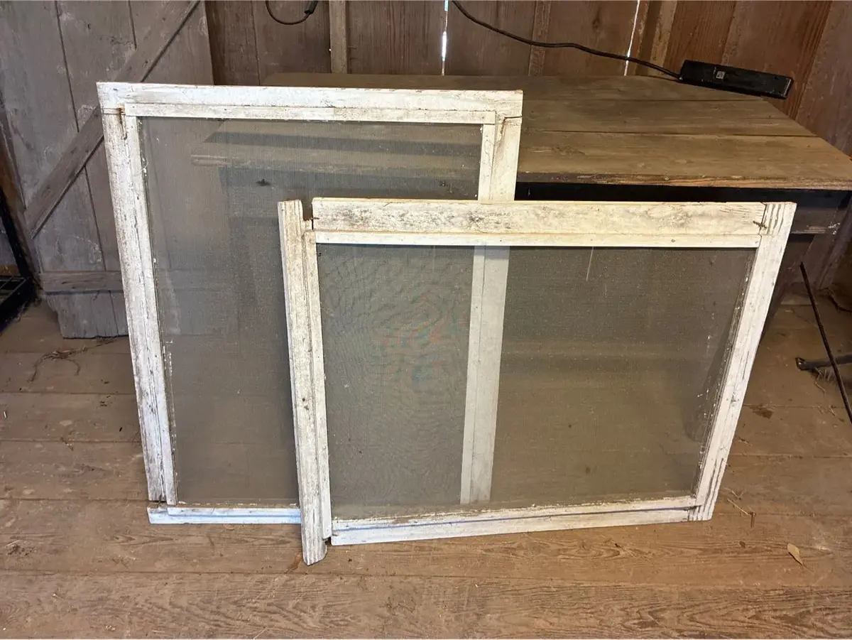 Vintage Wooden Window Screens - Set Of 2 Medium