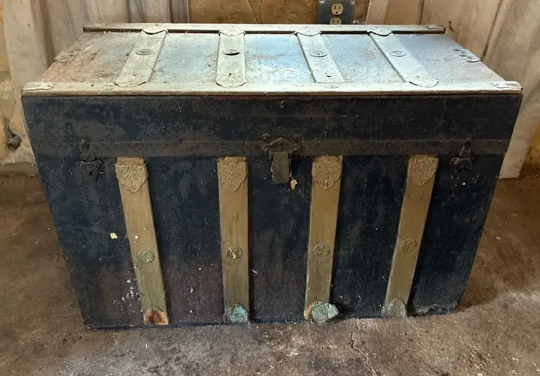 Antique Flat-top Steamer Trunk