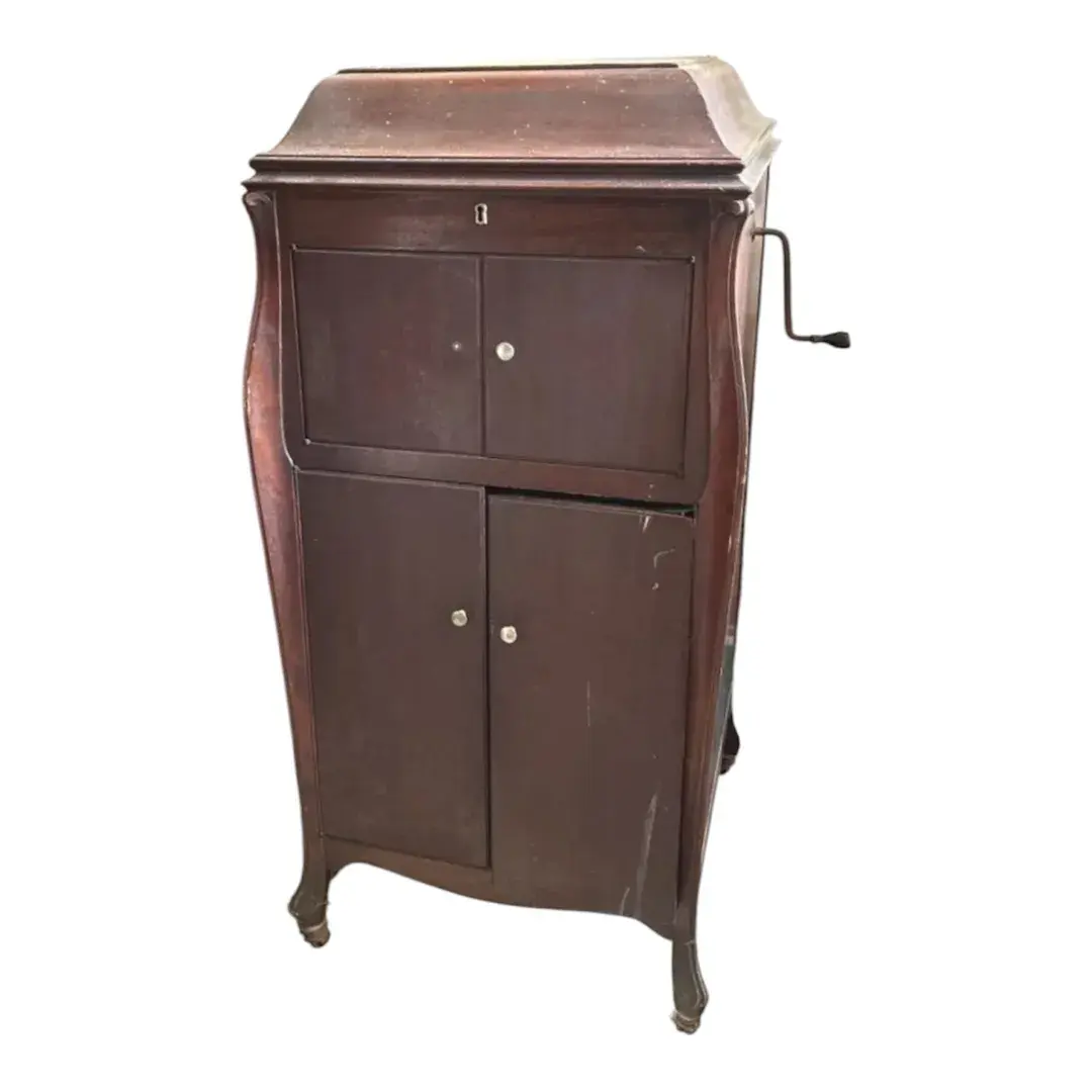 Antique Victor Victrola floor-model phonograph cabinet