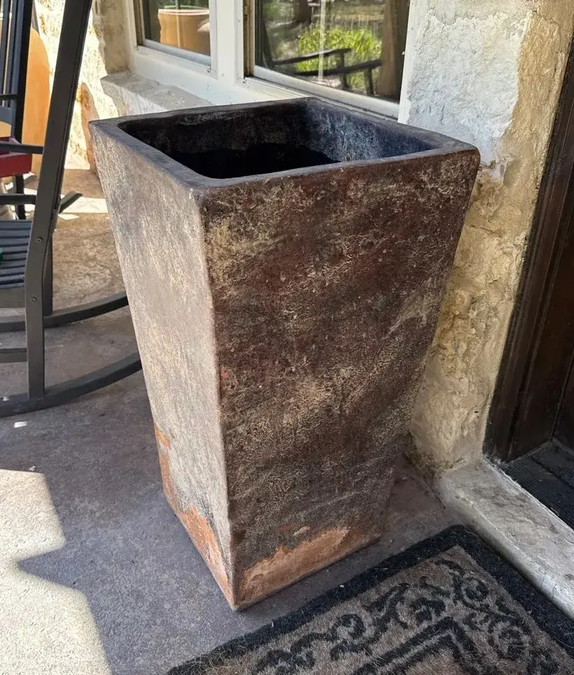 Tall, square terracotta outdoor planter - Lot 2