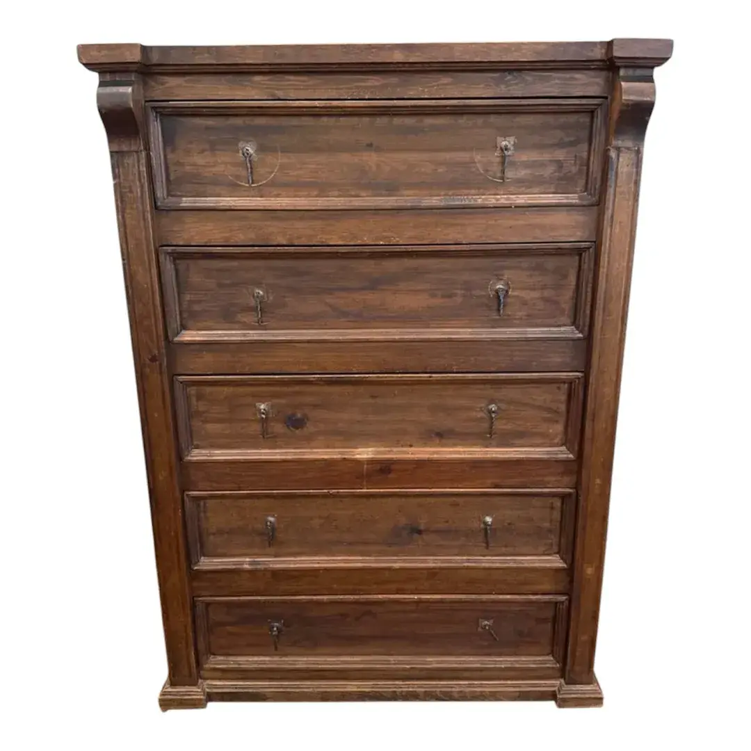 Mexican made solid wood 5 drawer chest
