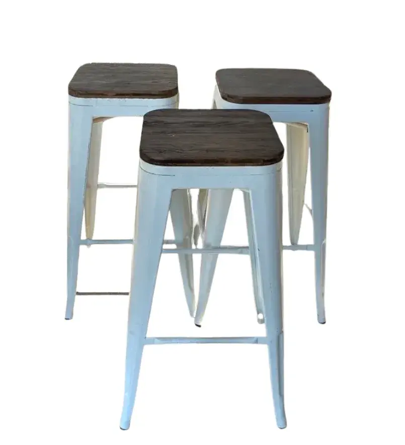 Honeybloom Westfield Metal And Wood Rustic Bar Stools - Set Of 3