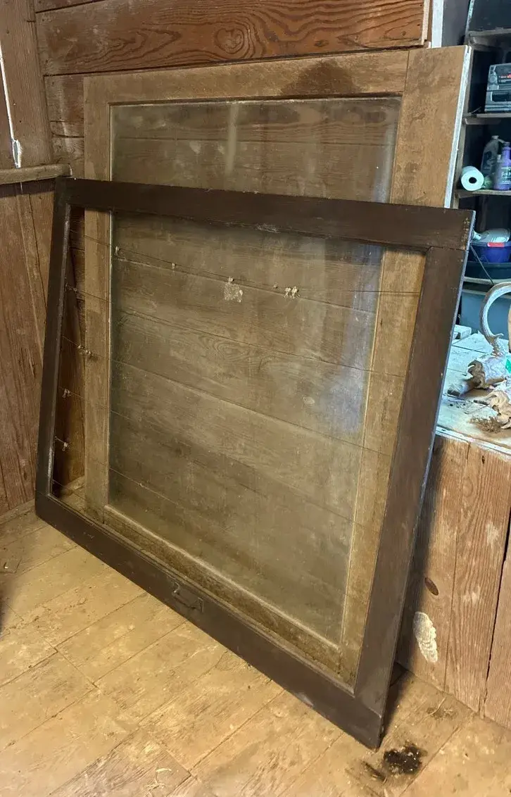 Rustic Decor - Large Framed Window And Framed Picture Hanger