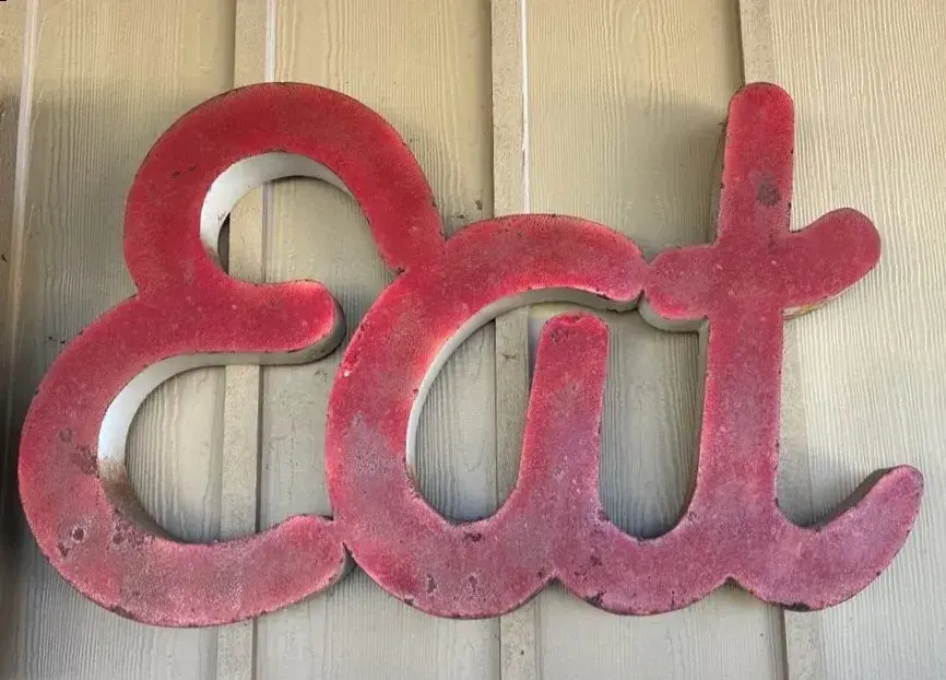 Large Metal Red Outdoor “Eat” Sign